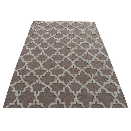 Modern and Contemporary Wool Hand Knotted Rug Brown No Border 5.0X7.0 -O080921