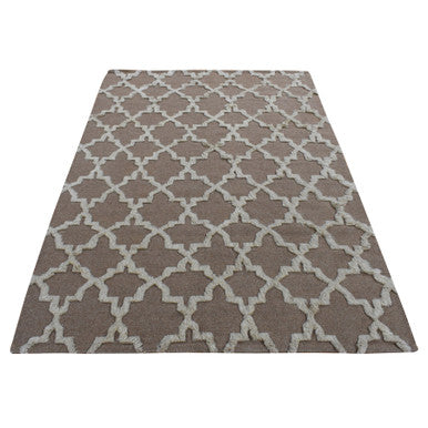 Modern and Contemporary Wool Hand Knotted Rug Brown No Border 5.0X7.0 -O080921