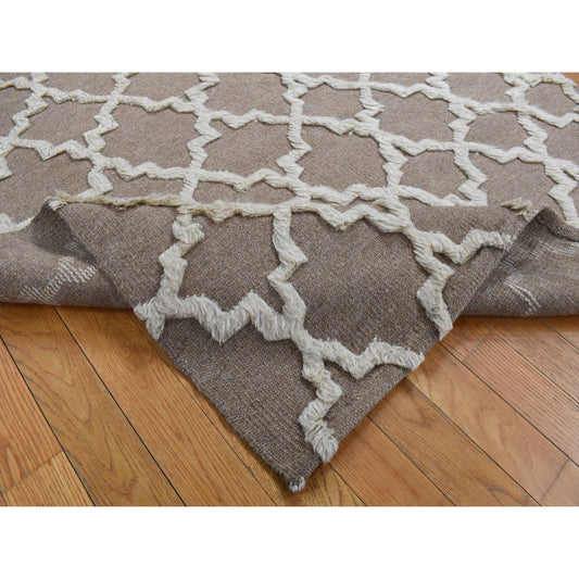 Modern and Contemporary Wool Hand Knotted Rug Brown No Border 5.0X7.0 -O080921
