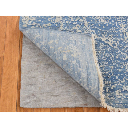Transitional Wool & Silk Hand Knotted Rug Blue No Border 5.1X7.0 -O080927