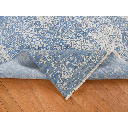 Transitional Wool & Silk Hand Knotted Rug Blue No Border 5.1X7.0 -O080927