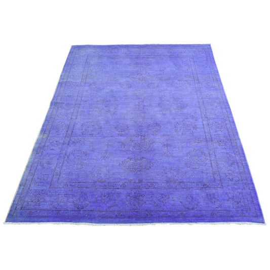 Overdyed & Vintage Wool Hand Knotted Rug Purple Purple 6.0X8.7 -O080930