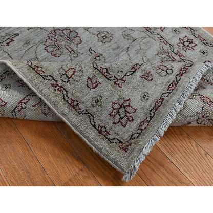 Overdyed & Vintage Wool Hand Knotted Rug Grey Silver 2.8X13.0 -O080932