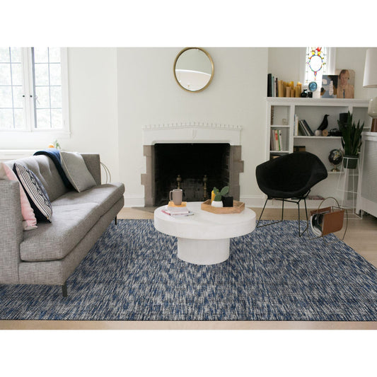 Modern and Contemporary Wool & Silk Hand Loomed Rug Blue No Border 9.2X12.0 -O080945