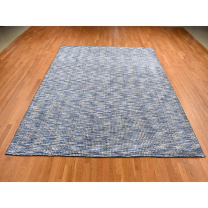 Modern and Contemporary Wool & Silk Hand Loomed Rug Blue No Border 9.2X12.0 -O080945