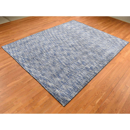 Modern and Contemporary Wool & Silk Hand Loomed Rug Blue No Border 9.2X12.0 -O080945
