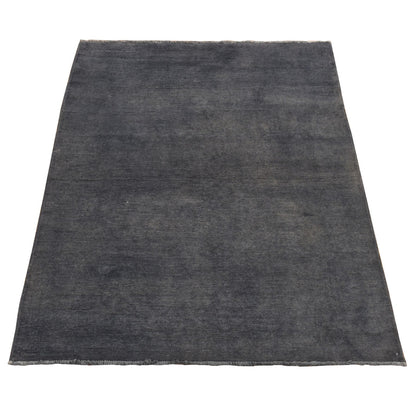 Overdyed & Vintage Wool Hand Knotted Rug Grey No Border 4.1X5.10 -O080950
