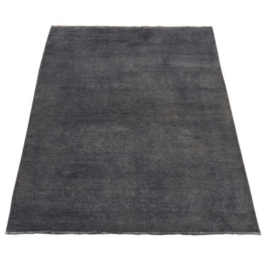 Overdyed & Vintage Wool Hand Knotted Rug Grey No Border 4.1X5.10 -O080950