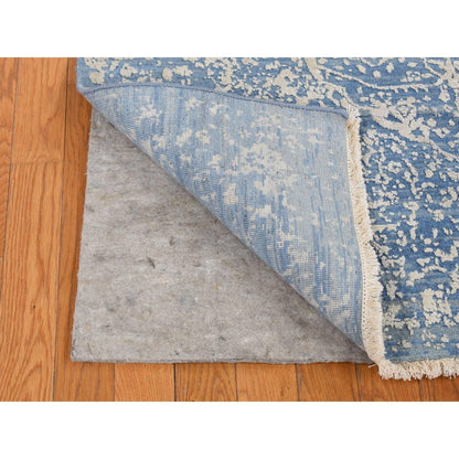 Transitional Wool & Silk Hand Knotted Rug Blue No Border 5.1X7.0 -O080958