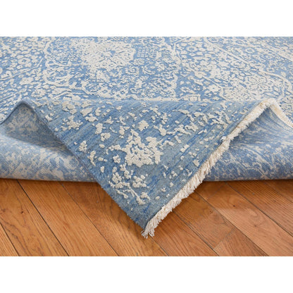 Transitional Wool & Silk Hand Knotted Rug Blue No Border 5.1X7.0 -O080958