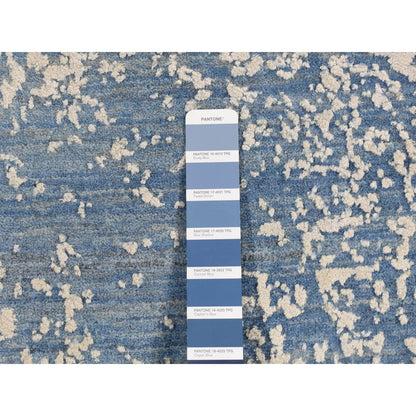 Transitional Wool & Silk Hand Knotted Rug Blue No Border 5.1X7.0 -O080958