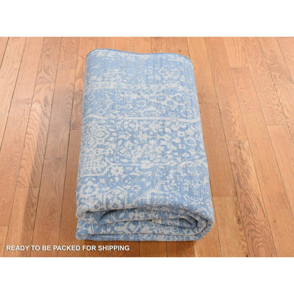 Transitional Wool & Silk Hand Knotted Rug Blue No Border 5.1X7.0 -O080958