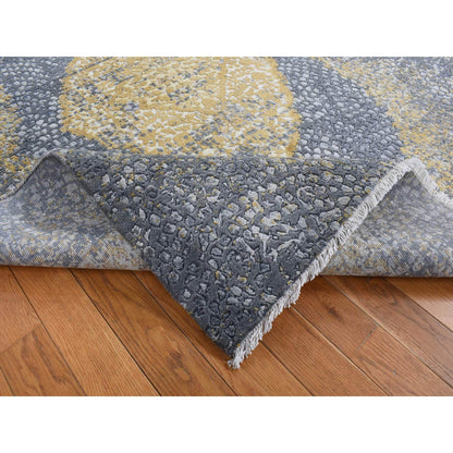 Transitional Wool & Pure Silk Hand Knotted Rug Grey No Border 5.2X7.0 -O080962