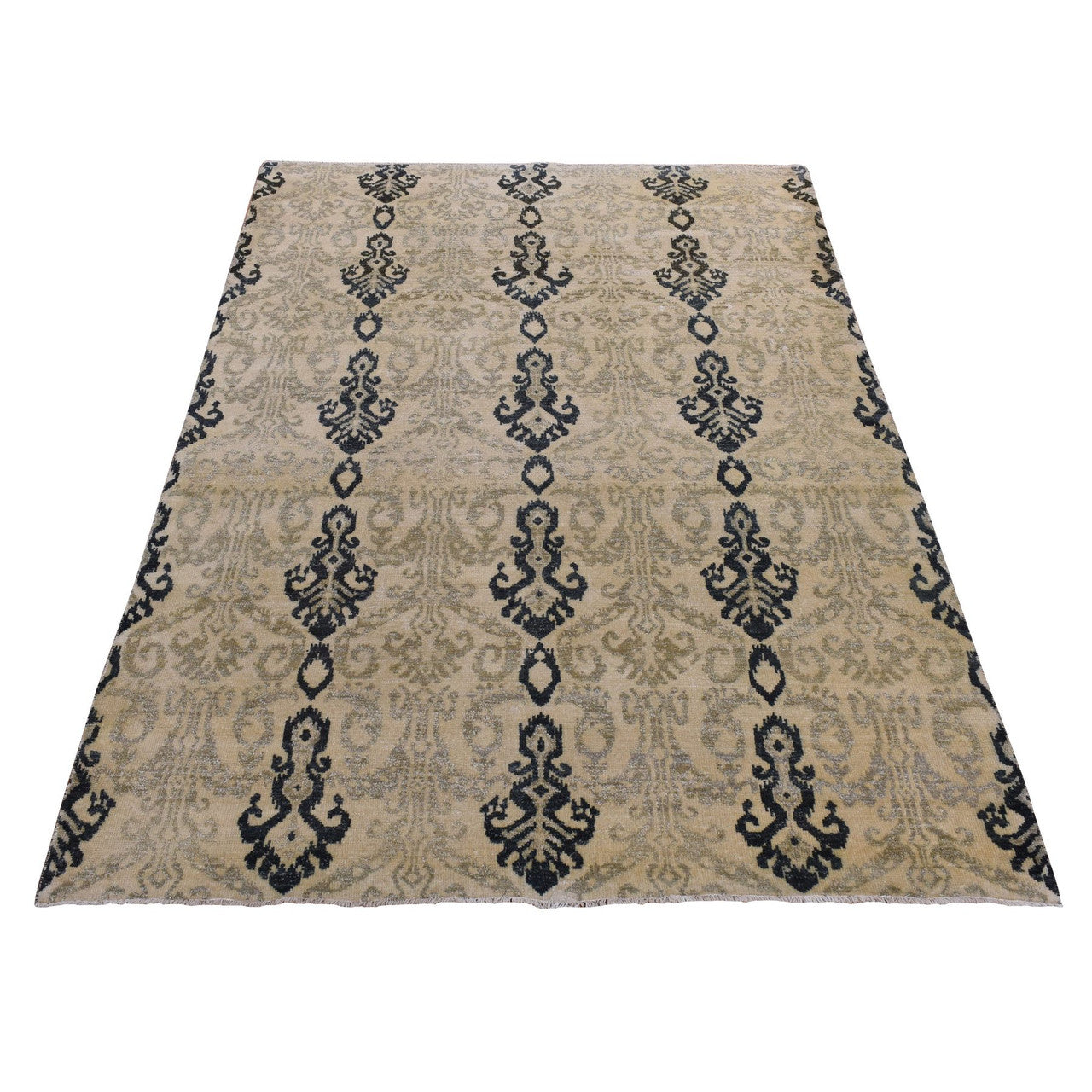 Ivory 5'10" x 8'7" Tribal & Geometric Hand knotted Wool Rug - Sku: O080964