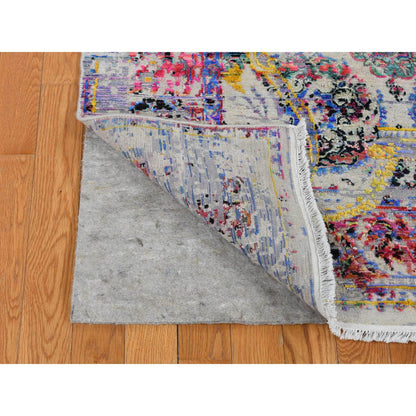 Modern and Contemporary Wool & Silk Hand Knotted Rug Grey No Border 6.0X9.1 -O080965