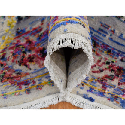 Modern and Contemporary Wool & Silk Hand Knotted Rug Grey No Border 6.0X9.1 -O080965