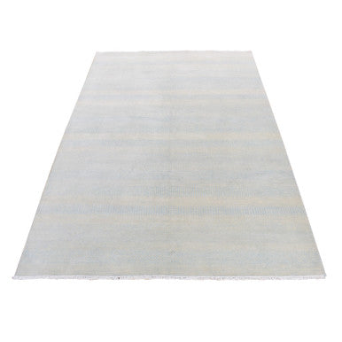 Modern and Contemporary Wool & Silk Hand Knotted Rug Blue 6.0x9.3 -O080966