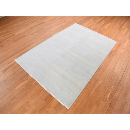 Modern and Contemporary Wool & Silk Hand Knotted Rug Blue 6.0x9.3 -O080966
