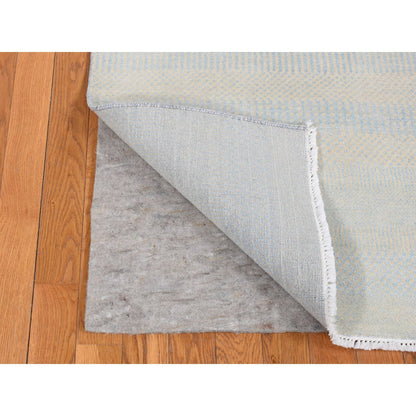 Modern and Contemporary Wool & Silk Hand Knotted Rug Blue 6.0x9.3 -O080966