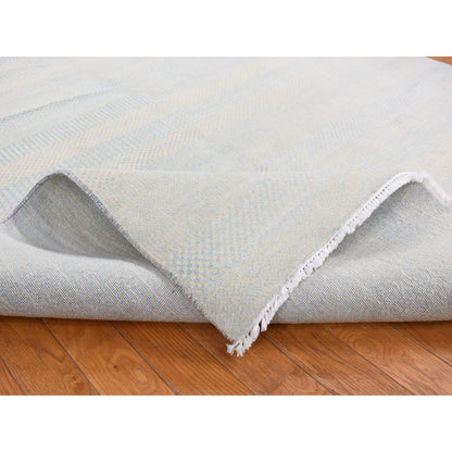 Modern and Contemporary Wool & Silk Hand Knotted Rug Blue 6.0x9.3 -O080966