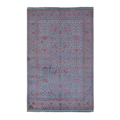 Fine Oriental Wool & Silk Hand Knotted Rug Pink No Border 5.9X9.0 -O080967