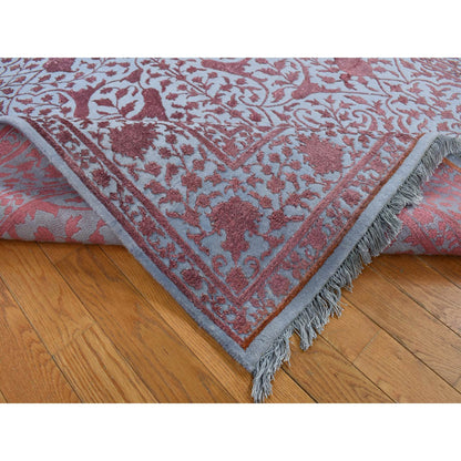 Fine Oriental Wool & Silk Hand Knotted Rug Pink No Border 5.9X9.0 -O080967