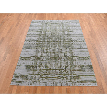 Modern and Contemporary Wool & Silk Hand Loomed Rug Grey No Border 6.0X8.9 -O080968