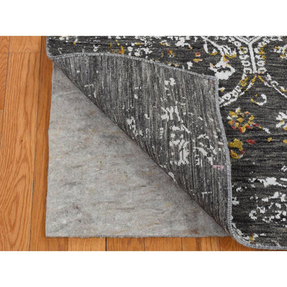 Transitional Wool & Silk Hand Knotted Rug Black No Border 6.1X9.2 -O080969