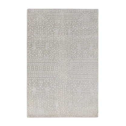 Modern and Contemporary Wool & Silk Hand Knotted Rug Ivory No Border 6.1X9.4 -O080971