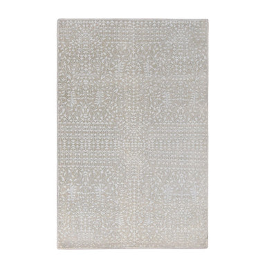 Modern and Contemporary Wool & Silk Hand Knotted Rug Ivory No Border 6.1X9.4 -O080971