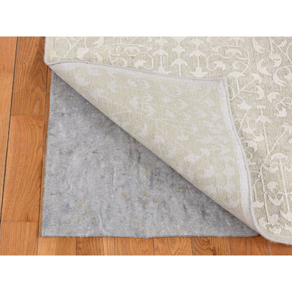 Modern and Contemporary Wool & Silk Hand Knotted Rug Ivory No Border 6.1X9.4 -O080971