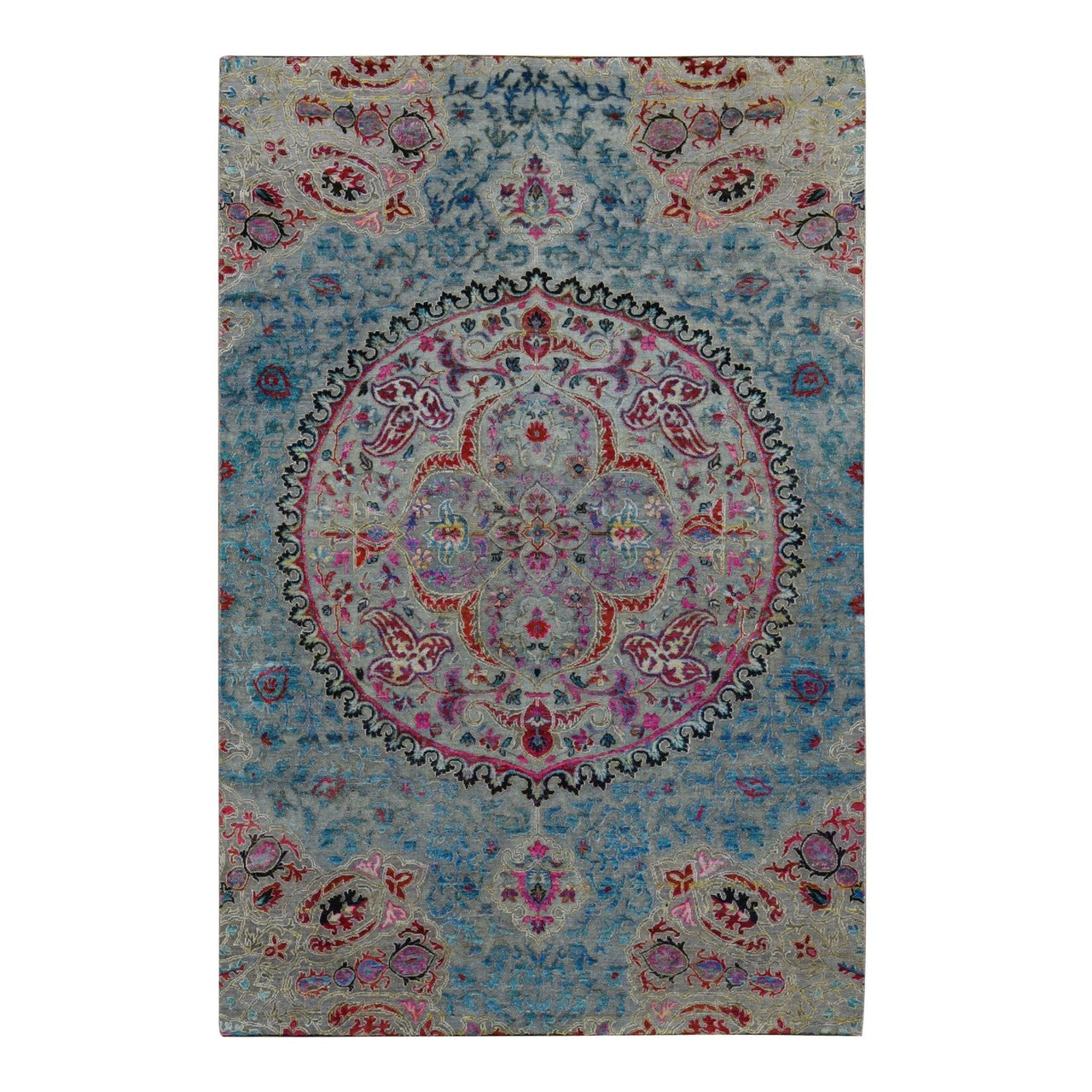 Brown 6'0" x 9'0" Maharaja & Sari Hand knotted Wool/Silk Rug - Sku: O080972