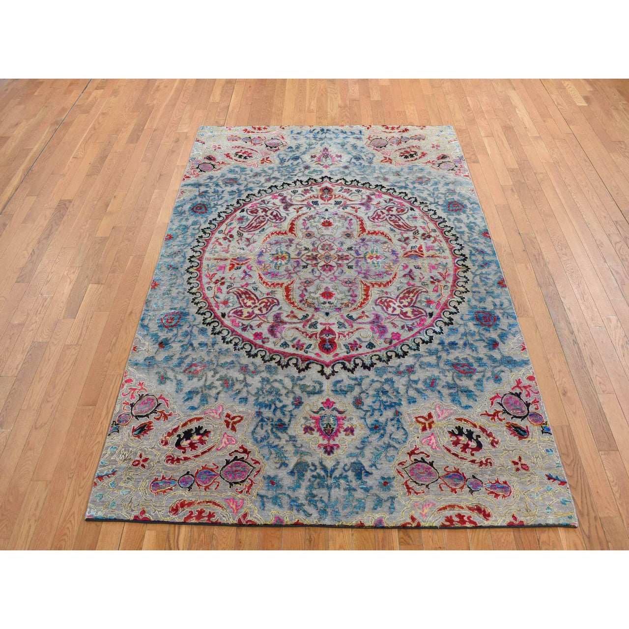 Brown 6'0" x 9'0" Maharaja & Sari Hand knotted Wool/Silk Rug - Sku: O080972