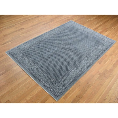 Fine Oriental Wool & Silk Hand Knotted Rug Grey Gray 6.0X9.0 -O080974
