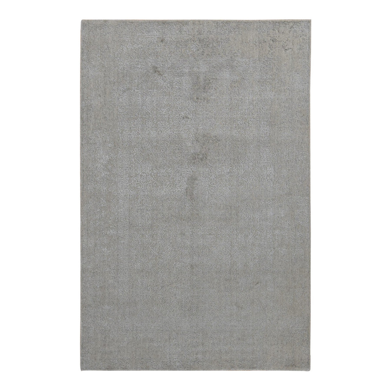 Gray 5'9" x 9'0" Modern and Contemporary & Art Handloom Wool/Silk Rug - Sku: O080977