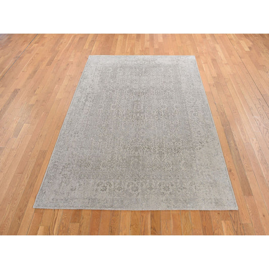 Modern and Contemporary Wool & Art Silk Hand Loomed Rug Grey No Border 5.9X9.0 -O080977
