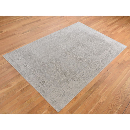 Modern and Contemporary Wool & Art Silk Hand Loomed Rug Grey No Border 5.9X9.0 -O080977