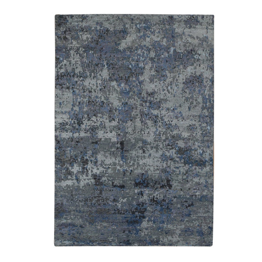 Modern and Contemporary Wool & Silk Hand Knotted Rug Grey No Border 6.0X8.10 -O080980