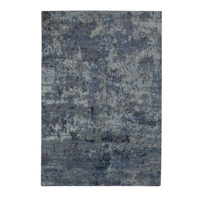Modern and Contemporary Wool & Silk Hand Knotted Rug Grey No Border 6.0X8.10 -O080980