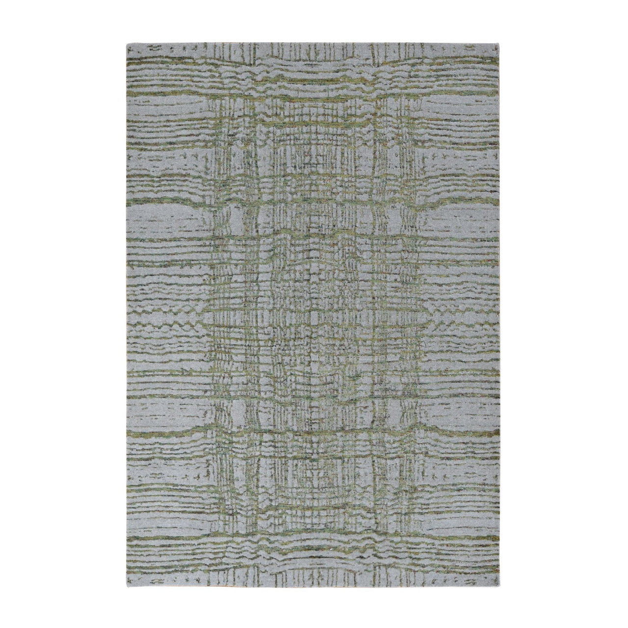 Gray 6'0" x 8'9" Modern and Contemporary Handloom Wool/Silk Rug - Sku: O080988