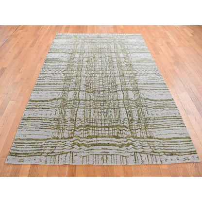 Modern and Contemporary Wool & Silk Hand Loomed Rug Grey No Border 6.0X8.9 -O080988