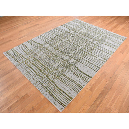 Modern and Contemporary Wool & Silk Hand Loomed Rug Grey No Border 6.0X8.9 -O080988