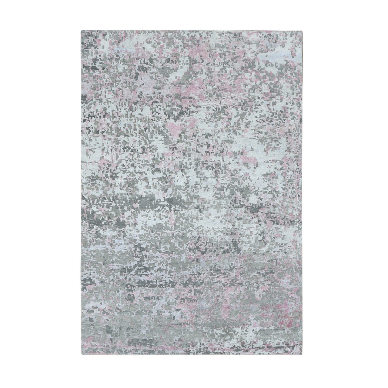 Pink 5'10" x 8'9" Modern and Contemporary Hand knotted Wool/Silk Rug - Sku: O080989