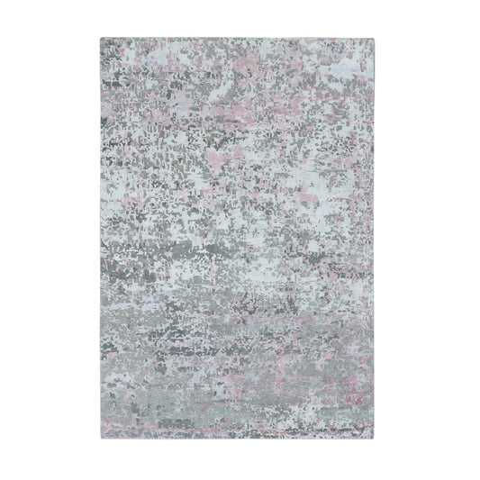 Modern and Contemporary Wool & Silk Hand Knotted Rug Pink No Border 5.10X8.9 -O080989
