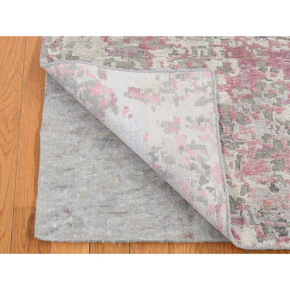 Modern and Contemporary Wool & Silk Hand Knotted Rug Pink No Border 5.10X8.9 -O080989