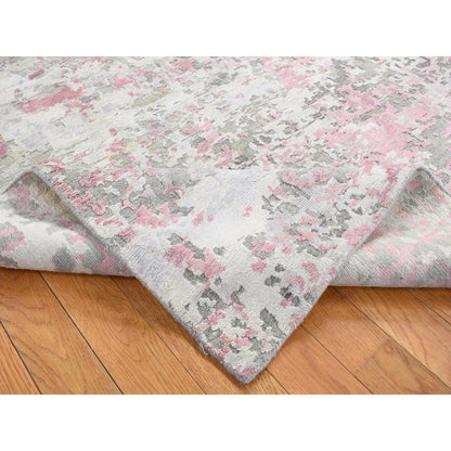 Modern and Contemporary Wool & Silk Hand Knotted Rug Pink No Border 5.10X8.9 -O080989