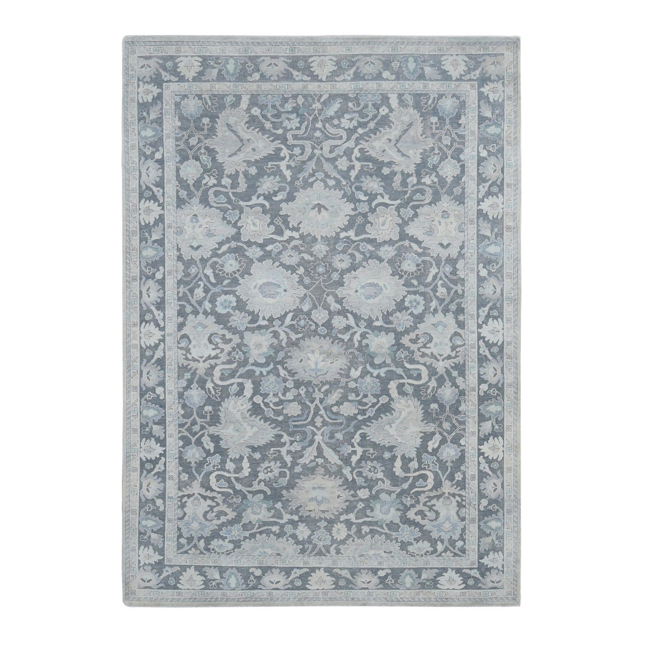 Gray 6'1" x 8'9" Oushak And Peshawar Hand knotted Wool/Silk Rug - Sku: O080990