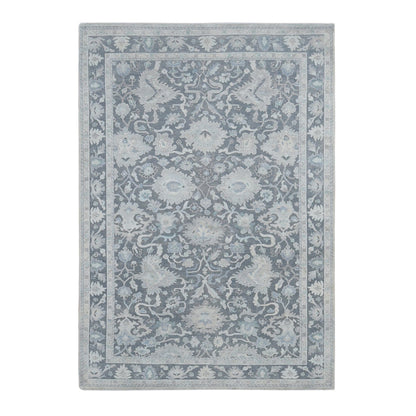 Oushak And Peshawar Wool & Silk Hand Knotted Rug Grey Gray 6.1X8.9 -O080990