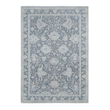 Oushak And Peshawar Wool & Silk Hand Knotted Rug Grey Gray 6.1X8.9 -O080990