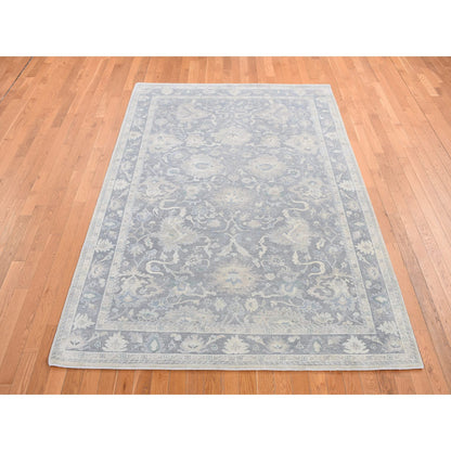 Oushak And Peshawar Wool & Silk Hand Knotted Rug Grey Gray 6.1X8.9 -O080990